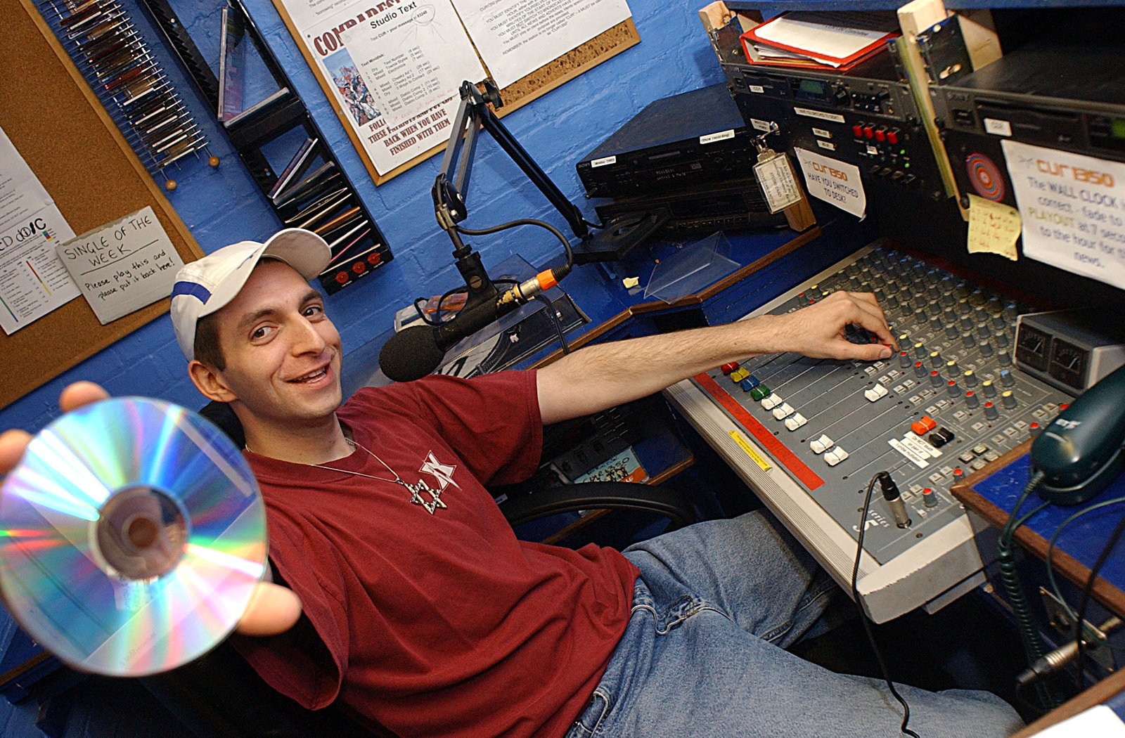 DJ Antithesis in the Cambridge University Radio booth
