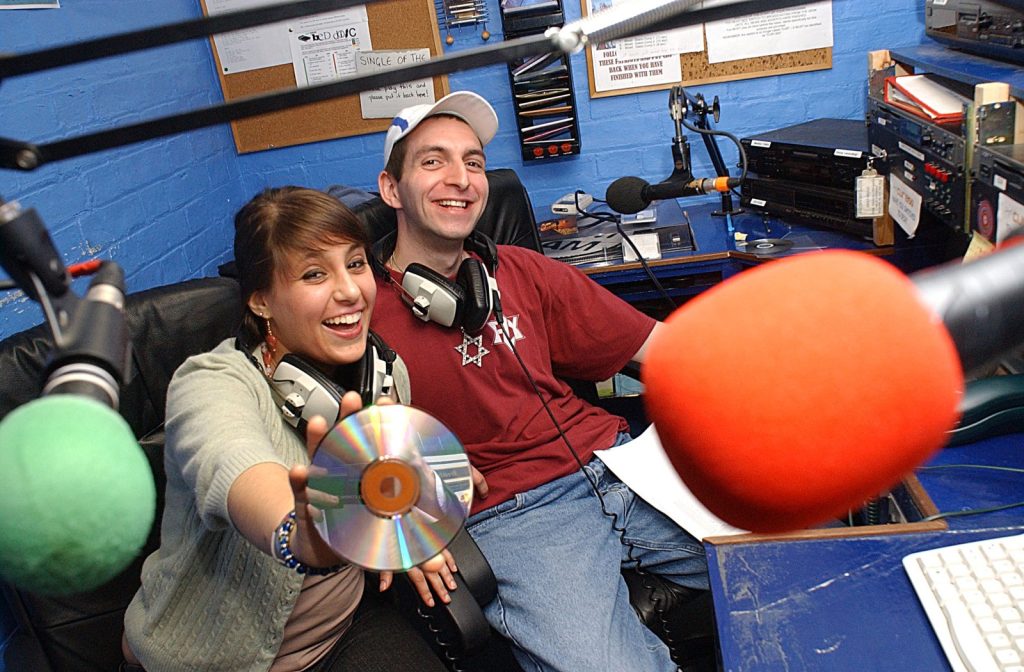 DJ Antithesis at the CUR1350 student radio studio, Cambridge